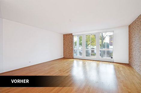 Foto des leeren Raumes vor dem Virtual Home Staging